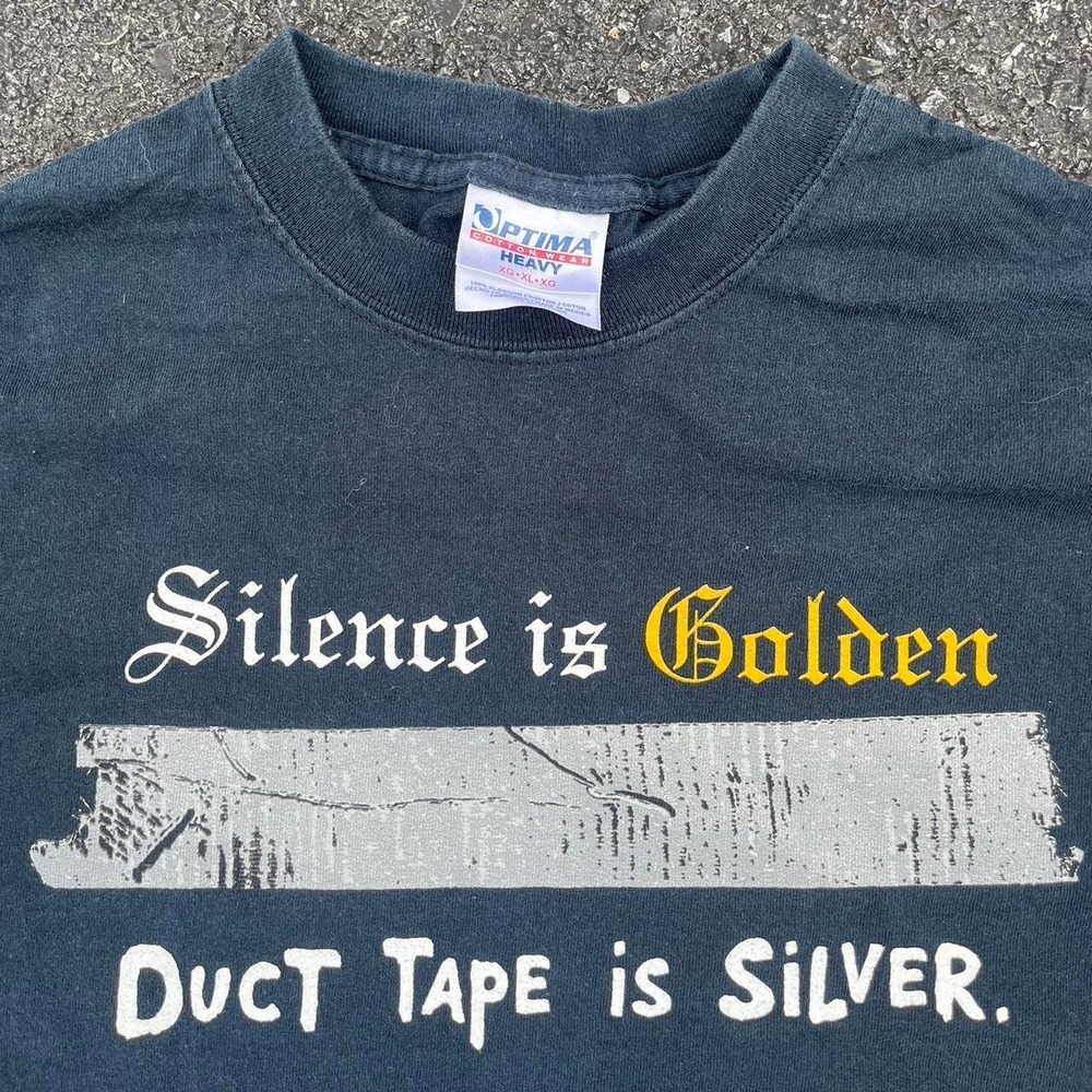 Y2K "Silence is golden" funny shirt size XL